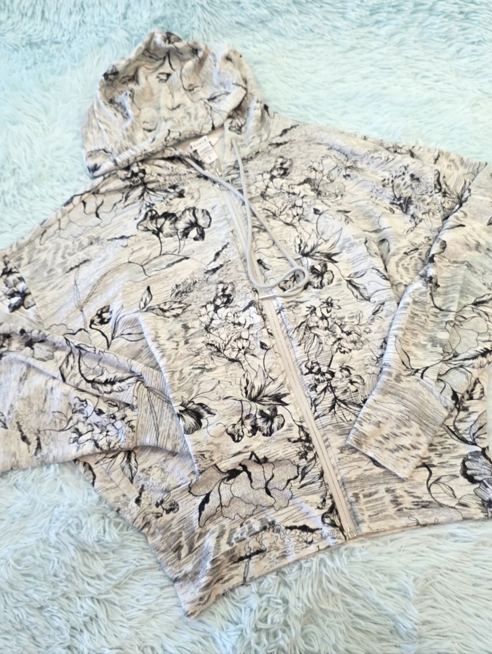 Athleta Gray Floral Zip-Up‎ Hoodie Sweatshirt - Size S